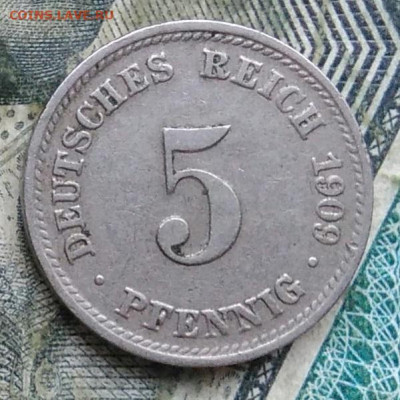 Германия 5 пфеннигов 1909 двор D до 11.01.2023 - IMG_20230107_190023