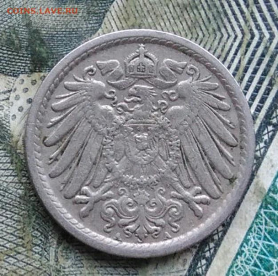 Германия 5 пфеннигов 1908 двор A до 11.01.2023 - IMG_20230107_175355
