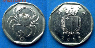 Мальта - 5 центов 1998 года (Фауна) до 13.01 - Мальта 5 центов, 1998