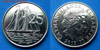 Каймановы острова - 25 центов 2013 года до 13.01 - Каймановы острова 25 центов, 2013