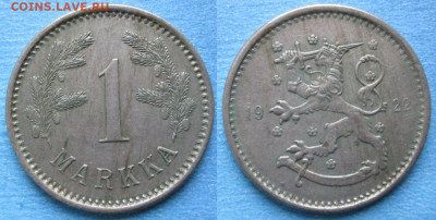 Финляндия 1 марка 1922  до 17-01-23 в 22:00 - Финляндия 1 марка 1922    200-ак97-11620