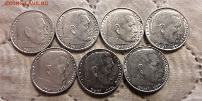 Германия. 2 марки 1938 г. 7шт. Все дворы разные! До 15.01.23 - 20230112_135632