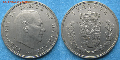 Дания 5 крон 1961 до 18-01-23 в 22:00 - Дания 5 крон 1961   B6