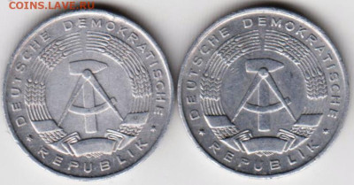 ГДР 1 пфенниг 1968 г. 2 шт. до 24.01.23 г. в 23.00 - 015