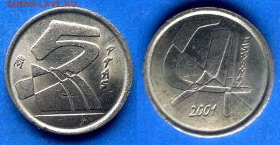 Испания - 5 песет 2001 года до 25.01 - Испания 5 песет, 2001