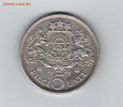 Латвия, 5 латов 1929 г. серебро 25 г. обмен - 2