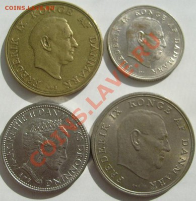 4 монеты Дания 1953-1979 до 12 декабря 23 - 00 мск - s6300352