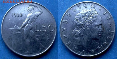Италия - 50 лир 1956 года до 25.01 - Италия 50 лир, 1956