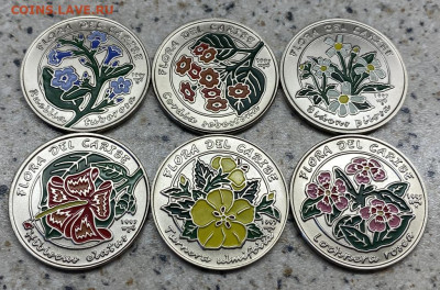 Набор Куба 1 песо 1997 Цветы 6 шт Карибская Флора UNC эмаль - nabor_kuba_1_peso_1997_cvety_6_sht_karibskaja_flora_unc_cvetnaja_emal_rastenija