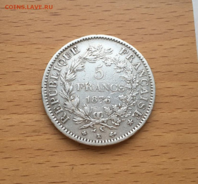 Франция 5 франков 1876 Геракл и Музы Серебро Крона Шайба - francija_5_frankov_1876_gerakl_i_muzy_serebro_krona_shajba