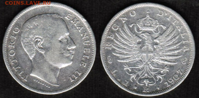 Италия - 1 лира 1907 года - 1 лира 1907 Италия
