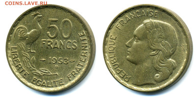Франция 50 франков, 1953 с рубля до 23.01 - Fr50fr1953