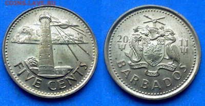 Барбадос - 5 центов 2011 года до 28.01 - Барбадос 5 центов, 2011