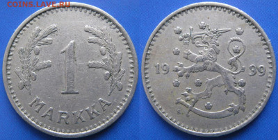 Финляндия 1 марка 1939 до 28-01-23 в 22:00 - 17.40. -Финляндия 1 марка 1939    160-ак2-3681