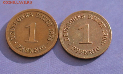 Германия 1 пфенниг 1875F,1908Е до 26.01.23г. 22.00ч. - Германия 1