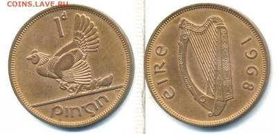 Ирландия 1 пенни 1968 с рубля до 31.01 - Irland1p1968