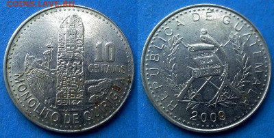 Гватемала - 10 сентаво 2009 года до 1.02 - Гватемала 10 сентаво, 2009
