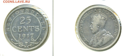 Ньюфаундленд 25 центов, 1917 до 31.01 - Newfoundland25c1917