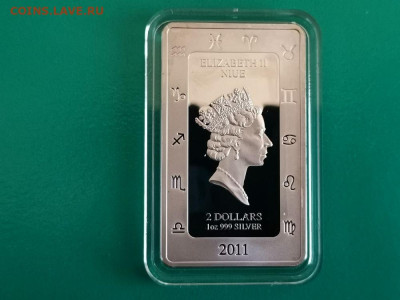 2 долл. 2011 Ниуэ - Лев. Зодиак Кагая, Ag999, до 02.02 - ЯЯ Кагая Лев-2