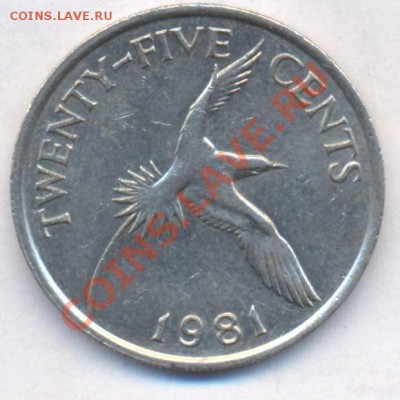 Бермудские о-ва 25 центов 1981 г.До 12.12.11 г. 21-00 МСК. - Бермуды 25.3