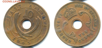 Британская Восточная Африка 10 центов, 1945 до 31.01 - EA10c1945