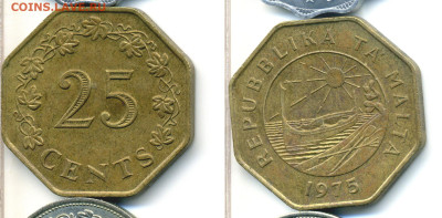 Мальта 25 центов, 1975 до 31.01 - 25c1975