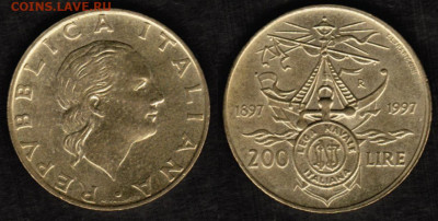 Италия-200 лир 1997 года - 100 лет Итальянской морской лиги - Италия 200 лир 1997 Морская лига11