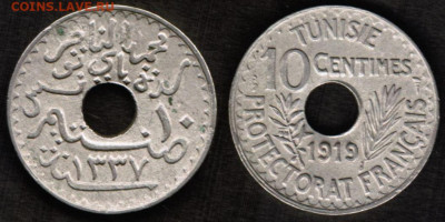 Тунис- Французский протекторат-10 сантимов 1919 года - Тунис 10 сантимов 1919111