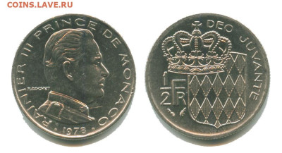 2 франка 1978 до 22.00 мск. 03.02.2023 - монако 1 2 франка 1978