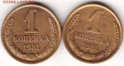 1 копейка 1981 г. 2-е разновидности до 08.02.23 г. в 23.00 - 027