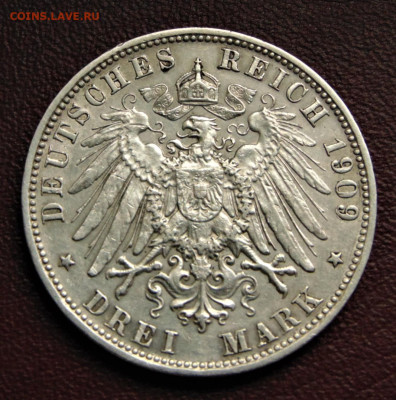Бавария. 3 марки 1909 D. До 12.02.23. - BAY-3-1909-.JPG