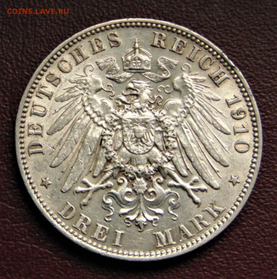 Саксония. 3 марки 1910 Е. До 12.02.23. - SA-1910-.JPG