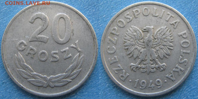 Польша 20 грошей 1949 Al до 15-02-23 в 22:00 - 14.105. -Польша 20 грошей 1949 Al    7781