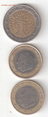 2Евро 1999 Франция, 1Евро 1999 Бельгия, 2002 Бельгия ФИКС - 2Евро 1999 Фр,1Евро 1999 Бельг,1Евро 2002 Бельгия А