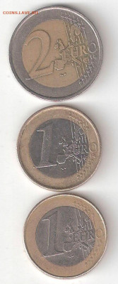 2Евро 1999 Франция, 1Евро 1999 Бельгия, 2002 Бельгия ФИКС - 2Евро 1999 Фр,1Евро 1999 Бельг,1Евро 2002 Бельгия Р