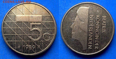 Нидерланды - 5 гульденов 1989 года до 19.01 - Нидерланды 5 гульденов, 1989