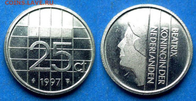 Нидерланды - 25 центов 1997 года до 19.02 - Нидерланды 25 центов, 1997