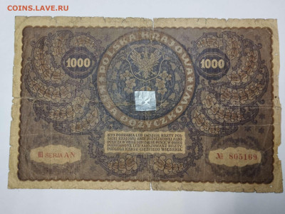 1000 злотых Польши, 1919г., до 18.02.23г. - IMG_20230213_194134_thumb