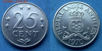 Нид. Антильские острова - 25 центов 1970 года до 19.02 - Нидерландские Антильские острова 25 центов, 1970