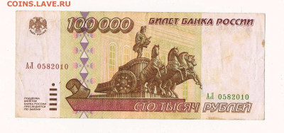Поиск дат на номерах банкнот - 1995_100000 рублей_АЛ_01