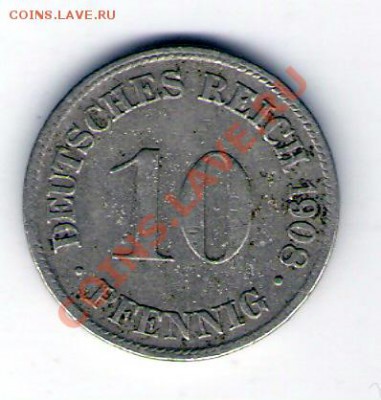 ГЕРМАНИЯ  10 пфеннингов 1908, до 17.12.11 22-00мск. - сканирование0146