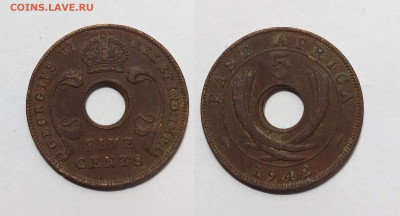 Бр.Восточная АФрика 5 центов 1942г Георг VI - 21.02 - IMG_20230214_105637