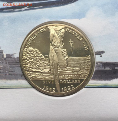 КПД Маршалловы Острова 5 долларов 1992 Военные герои - kpd_marshallovy_ostrova_5_dollarov_1992_voennye_geroi_geroi_bitvy_za_miduej_konvert_marki_krona_shajba (2)