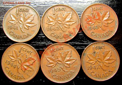 F14 1¢ Канада 6 шт. 1941, 42, 43, 44, 45, 47 до 17.12 в 22°° - F14 1C 6 PCS I_1