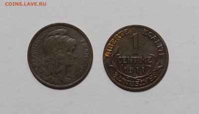 Франция 1 сантим 1911 года, свобода - 24.02 - IMG_20230213_095715