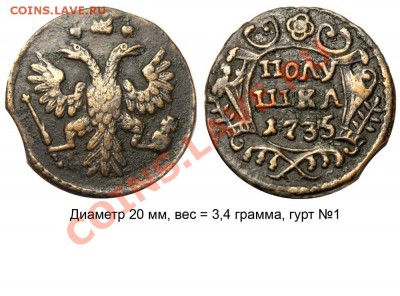 Полушки 1730-1754 годов. Галерея - Полушка 1735 №3