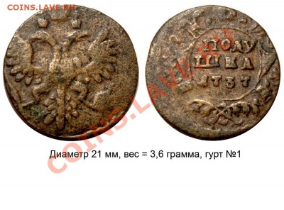 Полушки 1730-1754 годов. Галерея - Полушка 1737 №3