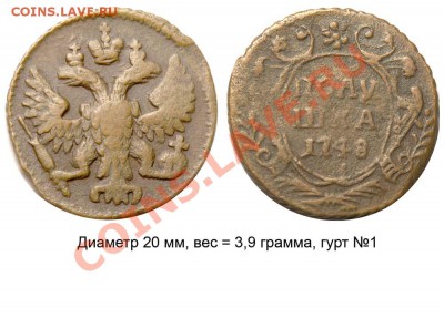 Полушки 1730-1754 годов. Галерея - Полушка 1748 №1 