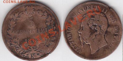 Италия 5 чентезимо 1862 Витторио Эммануил II до16.12.11 22:0 - 1