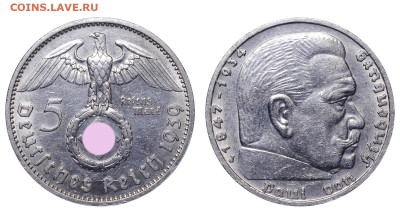 Германия. 5 марок 1939 г. J. До 26.02.23. - Р1299